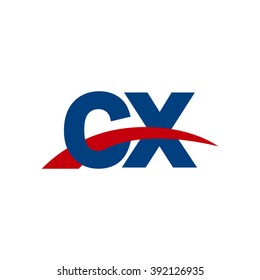 CX initial overlapping swoosh letter logo blue red