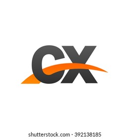 CX initial overlapping swoosh letter logo black orange