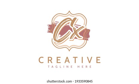 CX Initials, handwriting logo vector