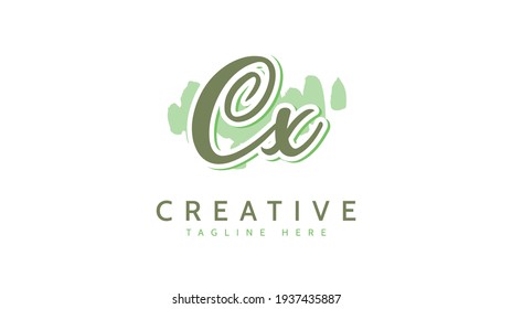 CX Initials, handwriting logo vector