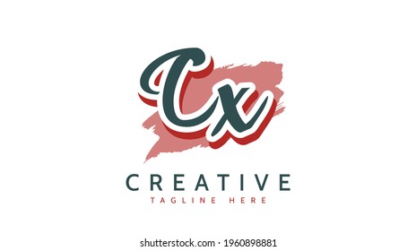 CX Initials, handwriting logo vector