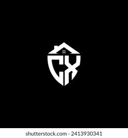 CX initials premium shield logo monogram with home designs modern templates