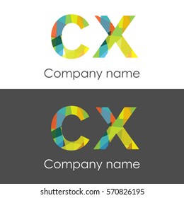 CX letter abstract mosaic shape icon colorful