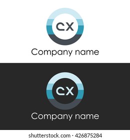 CX letter a circle shape icon logo white blue