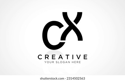 CX Letter Logo Design Vector Template. Alphabet Initial Letter CX Logo Design With Glossy Reflection Business Illustration.