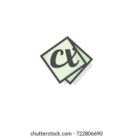 CX letter logo with rectangle element