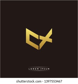 CX Logo Letter Initial Logo Designs Templete with Gold and Black Background