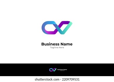 CX logo, letters C and X with abstract design concept in colorful gradation