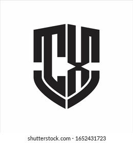 CX Logo monogram with emblem shield shape design isolated on white background