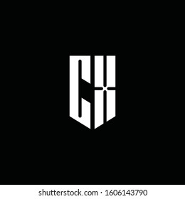 CX logo monogram with emblem style isolated on black background