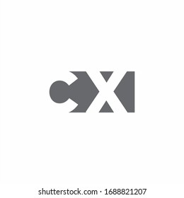 CX Logo monogram with negative space style design template isolated on white background
