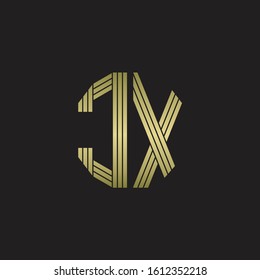 CX Logo monogram outline style linked isolated with gold colors