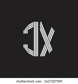 CX Logo monogram with outline style linked isolated on black background