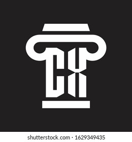CX Logo monogram with pillar style design template
