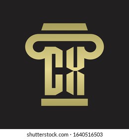 CX Logo monogram with pillar style design template with gold colors