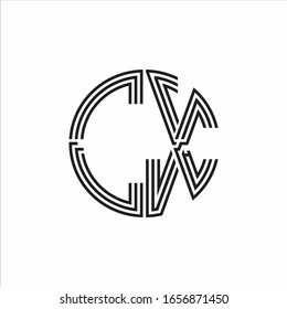 CX Logo monogram triple ribbon style line design template isolated on white background
