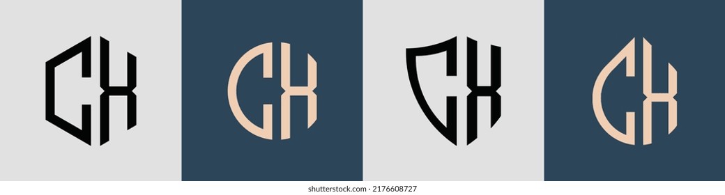 CX modern initial letter logo design vector bundle. It will be suitable for which company or brand name start those initial.
