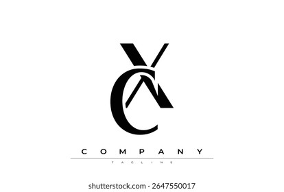 CX Modern Initials Logo Design. Branding logo with stylized initials showcasing bold design and modern aesthetic. Ideal for professional business branding or creative projects focusing on minimalistic