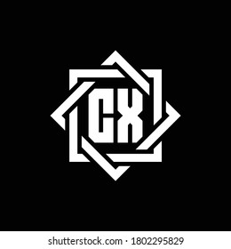 CX-Monogramm-Logo mit abstraktem Quadrat um Design-Vorlage
