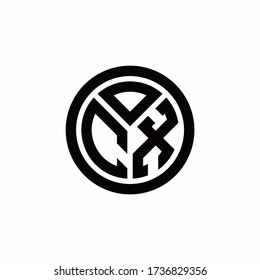 Logo de CX monograma con plantilla de diseño de contorno de círculo aislado en fondo blanco