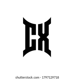 Logo de CX en monograma con plantilla de diseño de lado curvo