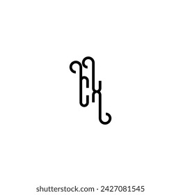 CX simple curved concept initial logo design black and white background