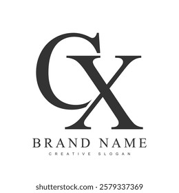 CX trendy logotype template. Initial letter c and x classic font style. Creative logo for company name or identity. Vector illustration.