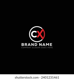 CX White Letter monogram Logo Design with Black Background. C X