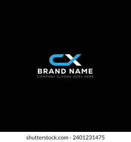 CX White Letter Monogram Logo Design mit schwarzem Hintergrund. C X