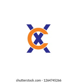 cx, xc letter logo design template vector