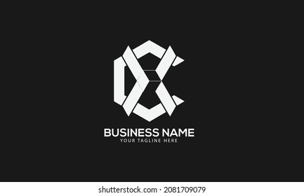 CX or XC polygon Cubics abstract monogram vector logo template