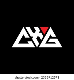 CXG triangle letter logo design with triangle shape. CXG triangle logo design monogram. CXG triangle vector logo template with red color. CXG triangular logo Simple, Elegant, and Luxurious design.