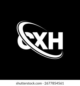 Logo de CXH. Letra CXH. CXH diseño del logotipo de la letra. Logotipo de C XH enlazado con el círculo y el logotipo del monograma en mayúsculas. Tipografía CXH para tecnología, negocio y marca inmobiliaria.