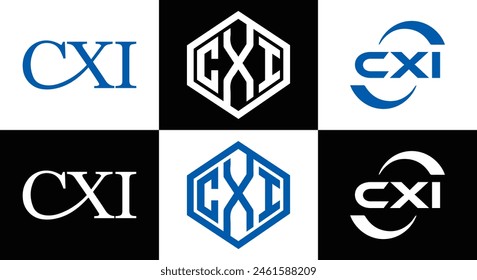 CXI logo. CXI set , C X I design. White CXI letter. CXI, C X I letter logo design. Initial letter 