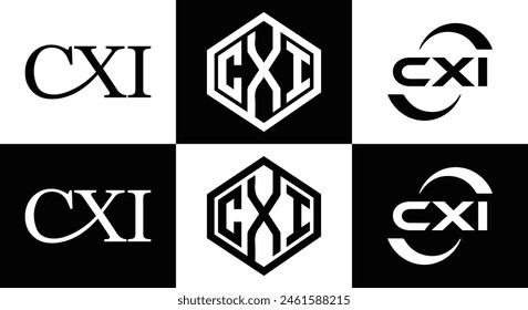 CXI logo. CXI set , C X I design. White CXI letter. CXI, C X I letter logo design. Initial letter 