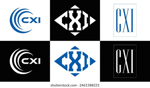 CXI logo. CXI set , C X I design. White CXI letter. CXI, C X I letter logo design. Initial letter 