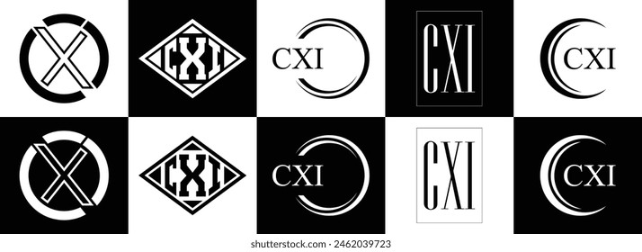 CXI logo. CXI set , C X I design. White CXI letter. CXI, C X I letter logo design. Initial letter 