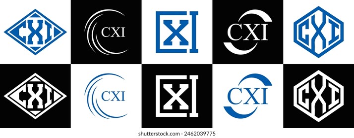 CXI logo. CXI set , C X I design. White CXI letter. CXI, C X I letter logo design. Initial letter 