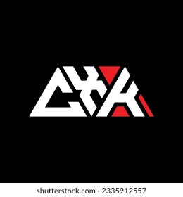 CXK triangle letter logo design with triangle shape. CXK triangle logo design monogram. CXK triangle vector logo template with red color. CXK triangular logo Simple, Elegant, and Luxurious design.