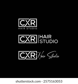 CXR hair and Beauty Spa brand identity logo design with black background.