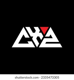 CXZ triangle letter logo design with triangle shape. CXZ triangle logo design monogram. CXZ triangle vector logo template with red color. CXZ triangular logo Simple, Elegant, and Luxurious design.