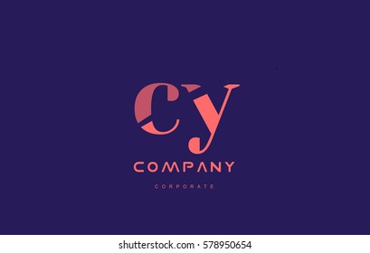 cy c y alphabet small letter blue pink creative design vector company logo icon template 