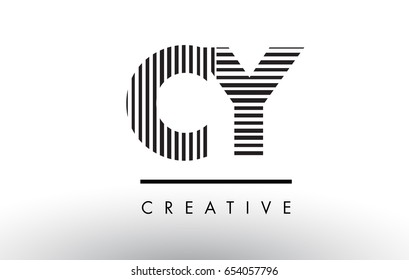 CY C Y Black and White Letter Logo Design with Vertical and Horizontal Lines.