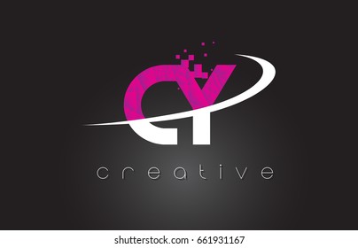 CY C Y Creative Letters Design. White Pink Letter Vector Illustration.