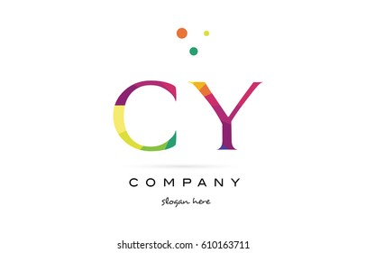 cy c y  creative rainbow colors colored alphabet company letter logo design vector icon template