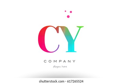 CY C Y creative rainbow colors colored artistic alphabet company letter logo design vector icon template