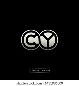 CY C Y initial letter linked circle capital monogram logo modern template silver color edition