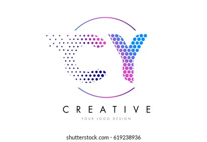 CY C Y Pink Magenta Dotted Bubble Letter Logo Design. Dots Lettering Vector Illustration