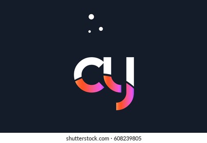 cy c y  pink modern creative purple alphabet white blue gradient company letter logo design vector icon template