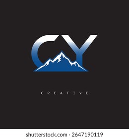 CY Creative Mountain Logo - negrito gradiente letra marca Branding Design para marcas de negócios ao ar livre	
